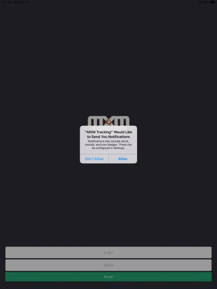 ภาพหน้าจอของ MXM Tracking iPad 