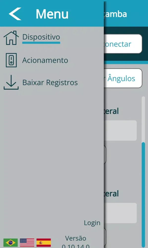 Capturas de tela do Inclinômetro Rodocaçamba