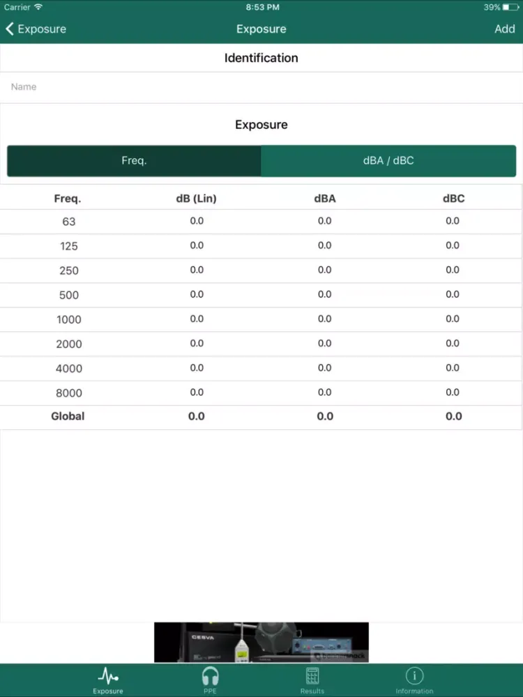 ภาพหน้าจอของ NoiseAdvisor EPI PPE iPad 