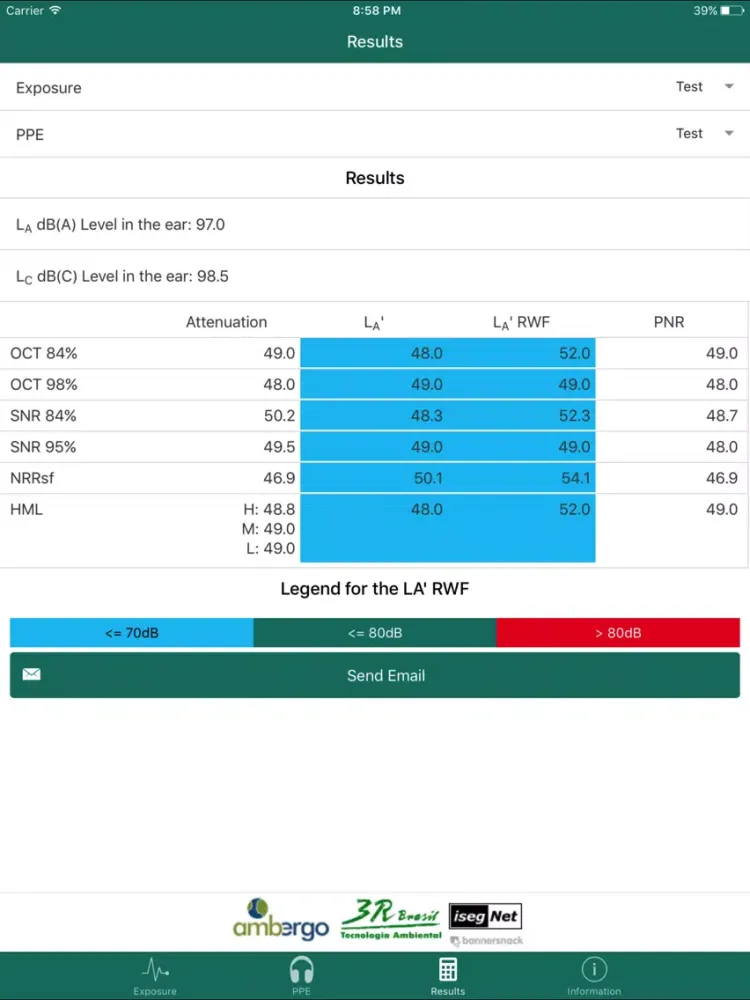 ภาพหน้าจอของ NoiseAdvisor EPI PPE iPad 