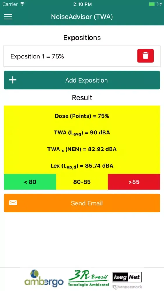 ภาพหน้าจอของ NoiseAdvisor TWA (Lavg) - Noise Exposition