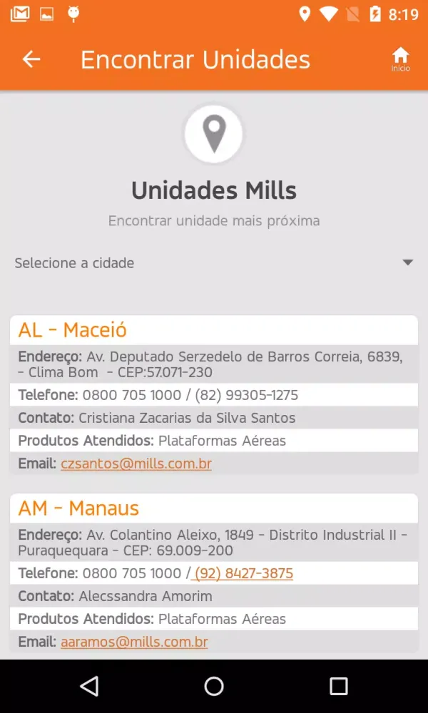 Mills App Screenshots