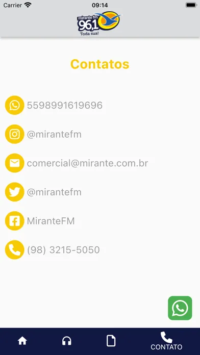 Capturas de tela do Mirante FM