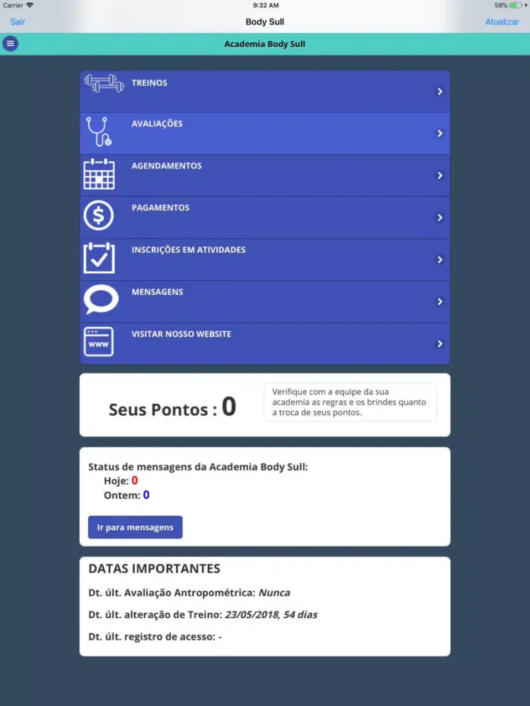Capturas de tela do Academia Body Sull iPad 