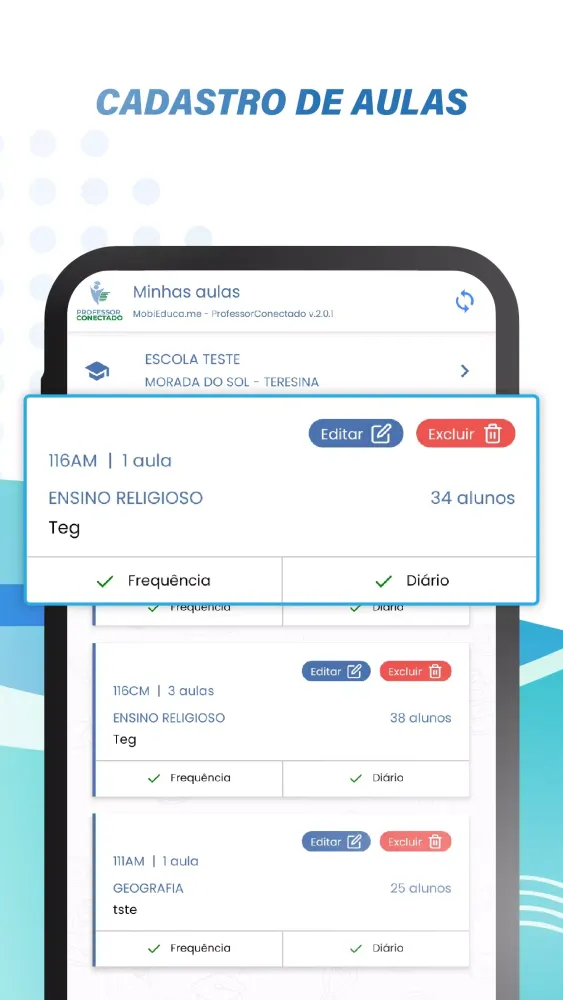 Professor conectado Screenshots