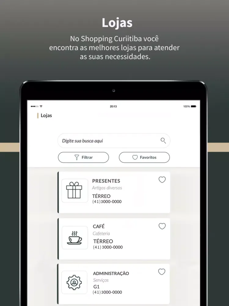 Capturas de tela do Shopping Curitiba iPad 