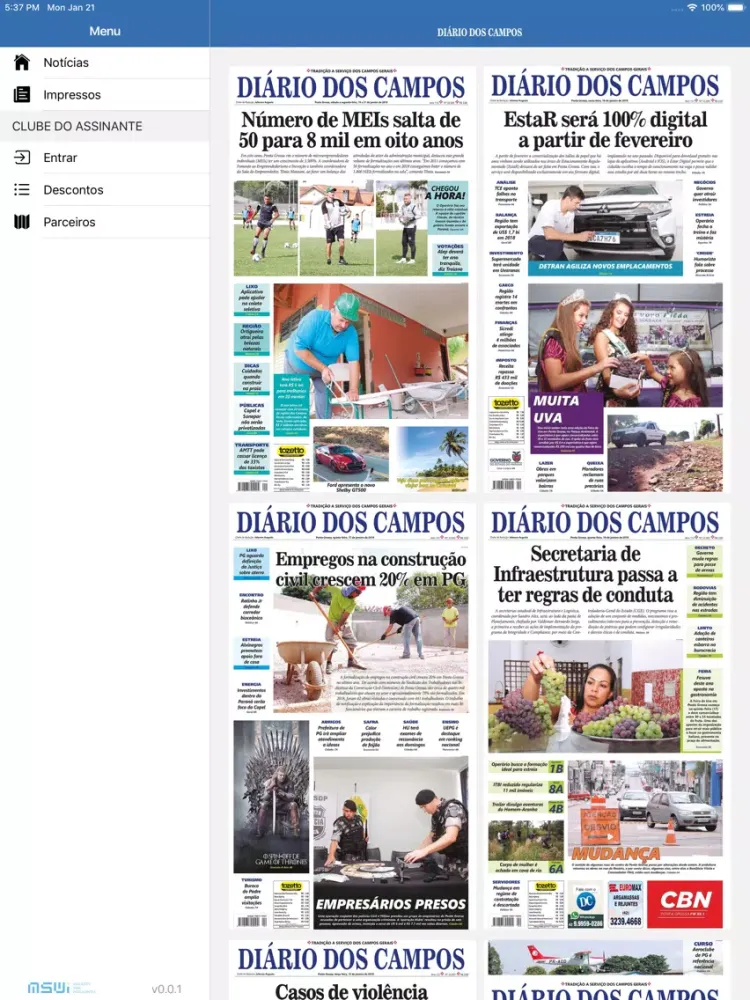 Скриншоты Diário dos Campos iPad 