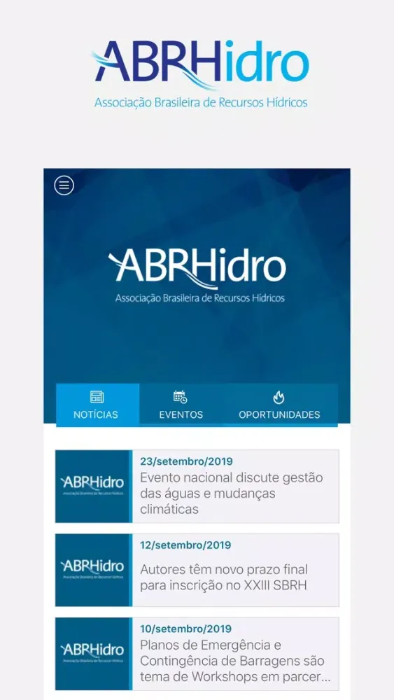 Capturas de tela do ABRHidro