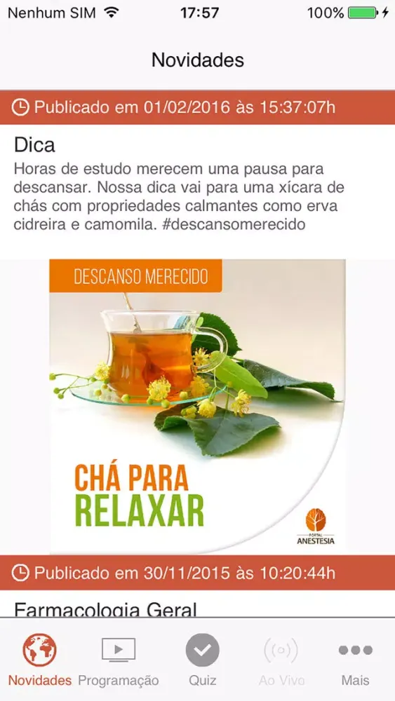 Capturas de tela do Anestesia App