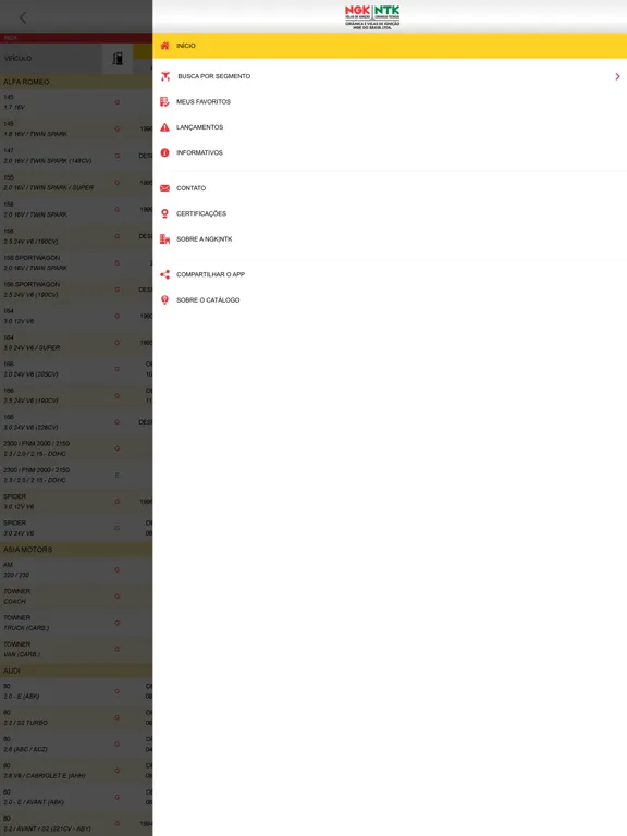 Zrzuty ekranu NGK|NTK - Catálogo iPad 