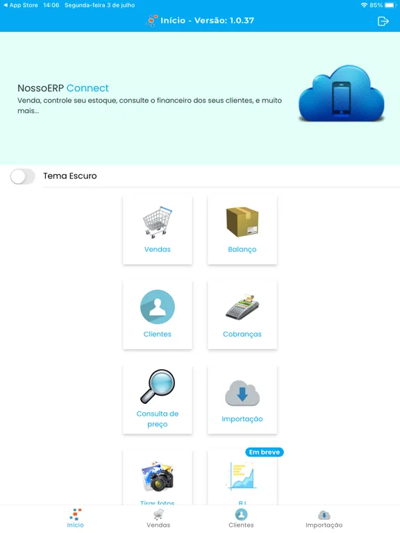 Ảnh chụp màn hình của Nosso ERP Connect iPad 