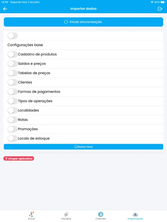 Ảnh chụp màn hình của Nosso ERP Connect iPad 