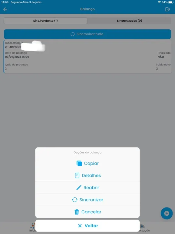 Ảnh chụp màn hình của Nosso ERP Connect iPad 