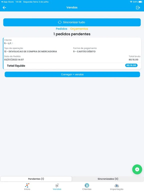 Ảnh chụp màn hình của Nosso ERP Connect iPad 