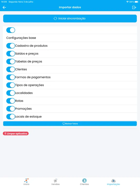 Ảnh chụp màn hình của Nosso ERP Connect iPad 