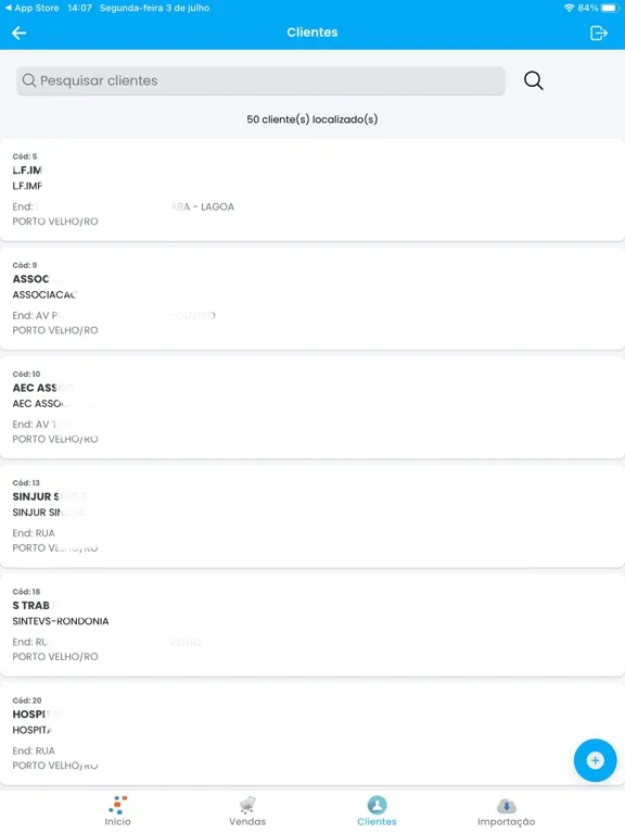 Ảnh chụp màn hình của Nosso ERP Connect iPad 