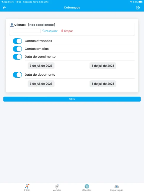 Ảnh chụp màn hình của Nosso ERP Connect iPad 