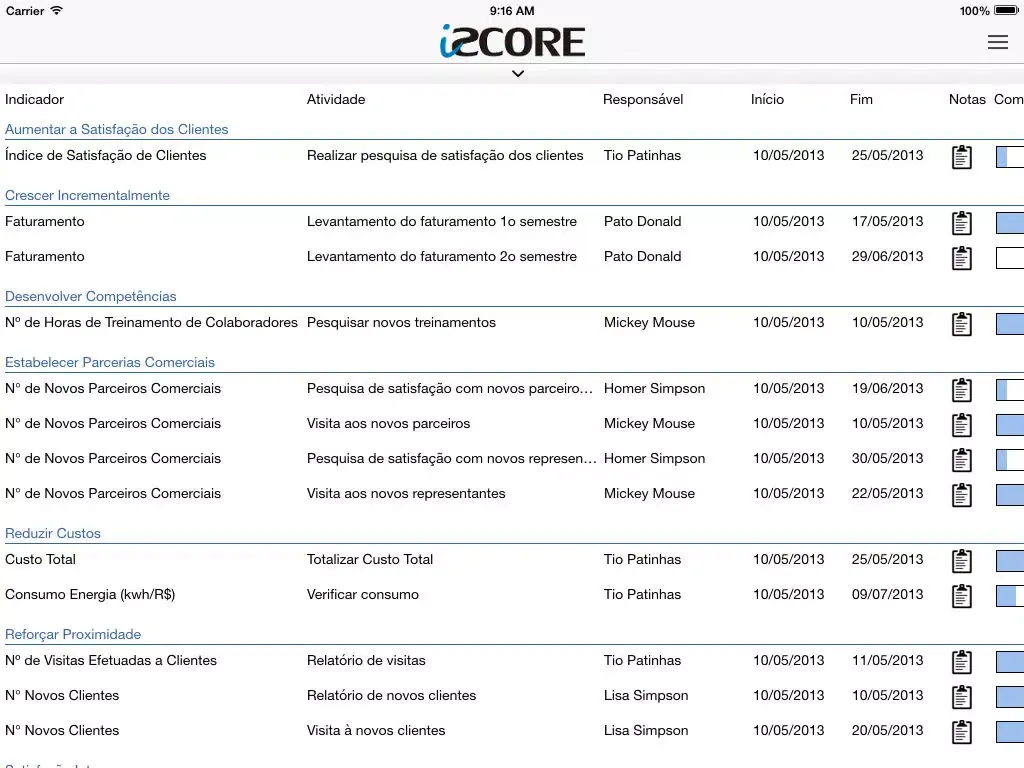 Tangkapan layar iScore Mobile iPad 
