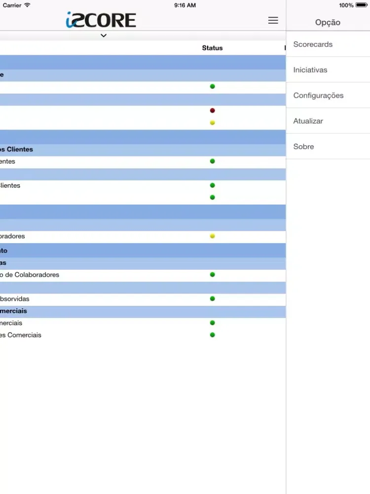 Tangkapan layar iScore Mobile iPad 