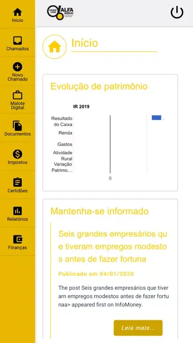 Capturas de tela do Alfa Bureau