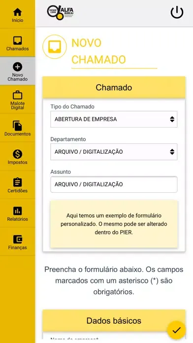 Capturas de tela do Alfa Bureau