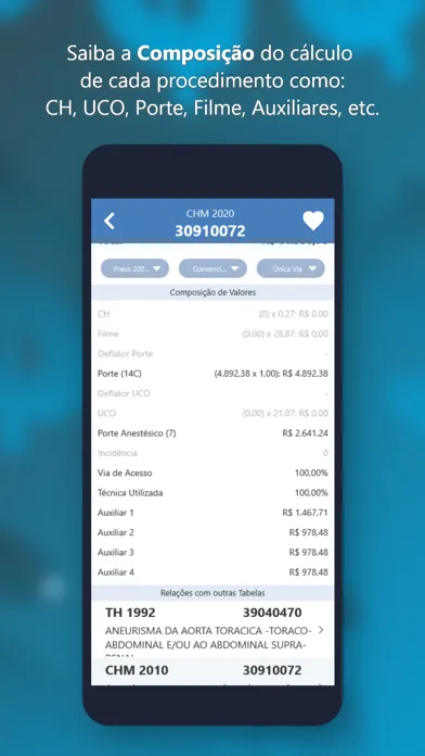 Capturas de tela do PMED - Preço Médico TUSS CBHPM