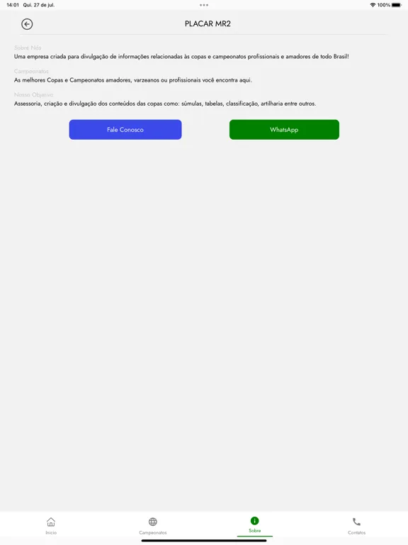 PLACAR MR2 iPad  Screenshots