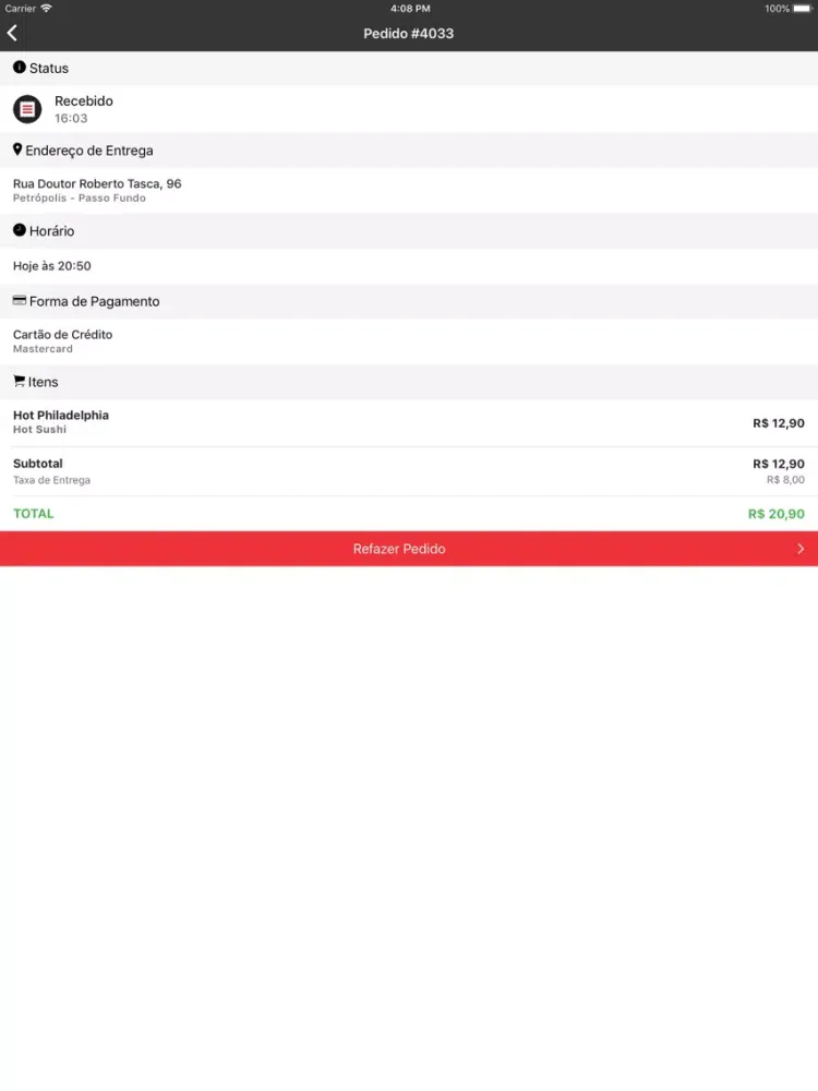 Tangkapan layar Nagano Sushi Tapejara iPad 