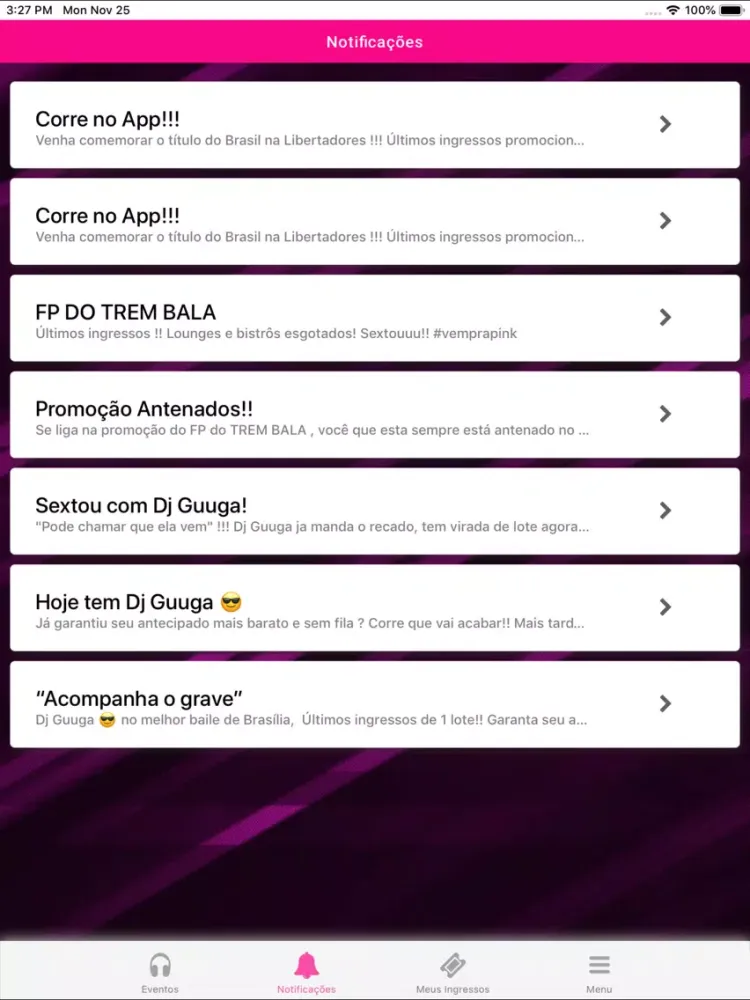 Tangkapan skrin Pink Brasília iPad 