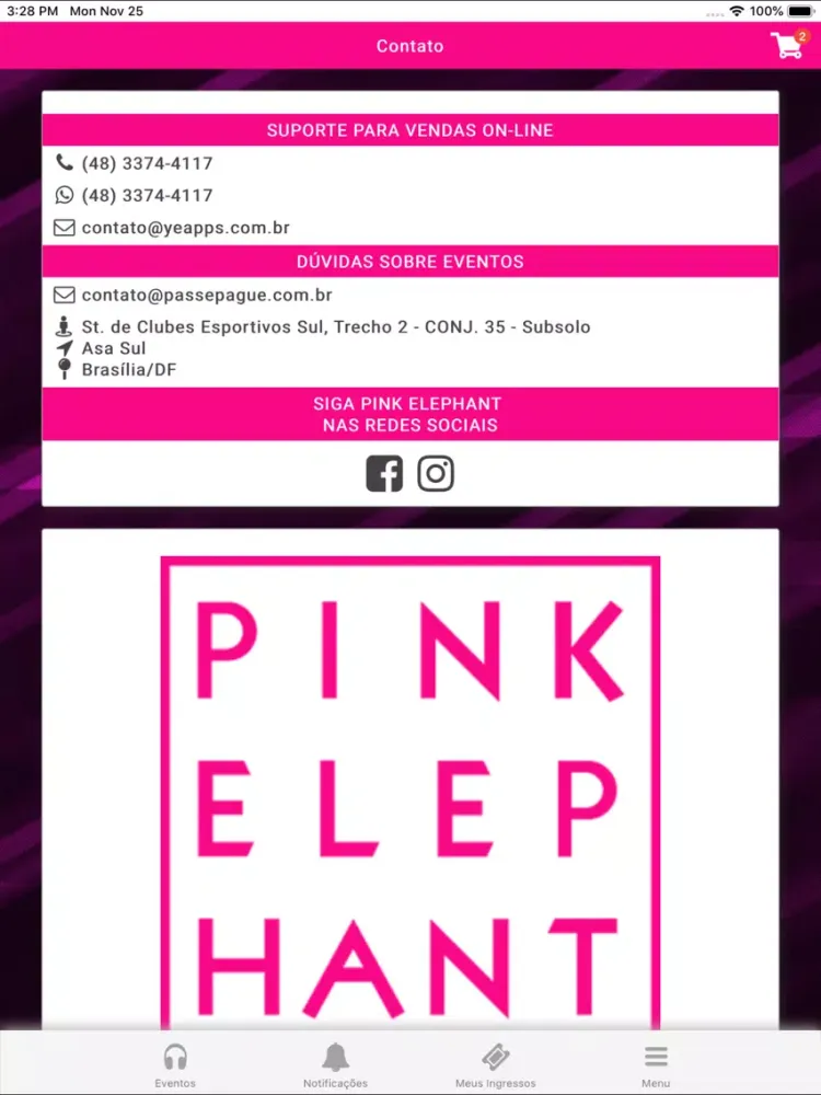 Tangkapan skrin Pink Brasília iPad 