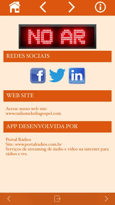 Tangkapan layar Rádio Melodia Gospel