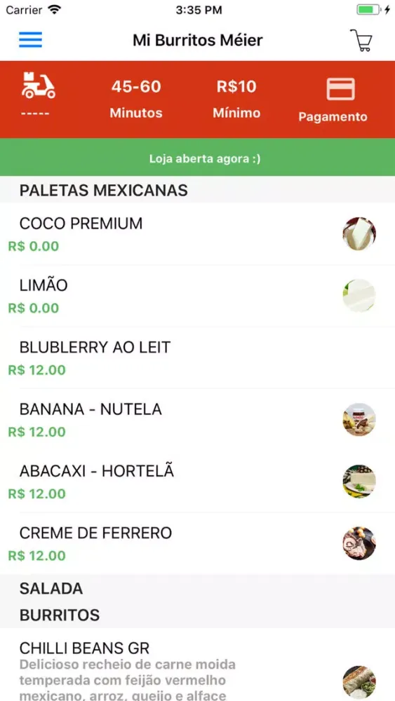 Tangkapan layar Mi Burritos