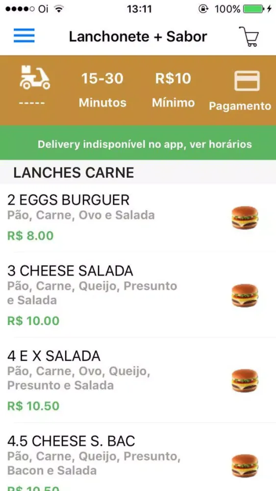 Lanchonete + Sabor应用截图