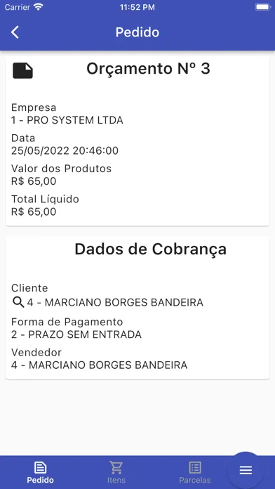 Capturas de tela do iProSystem