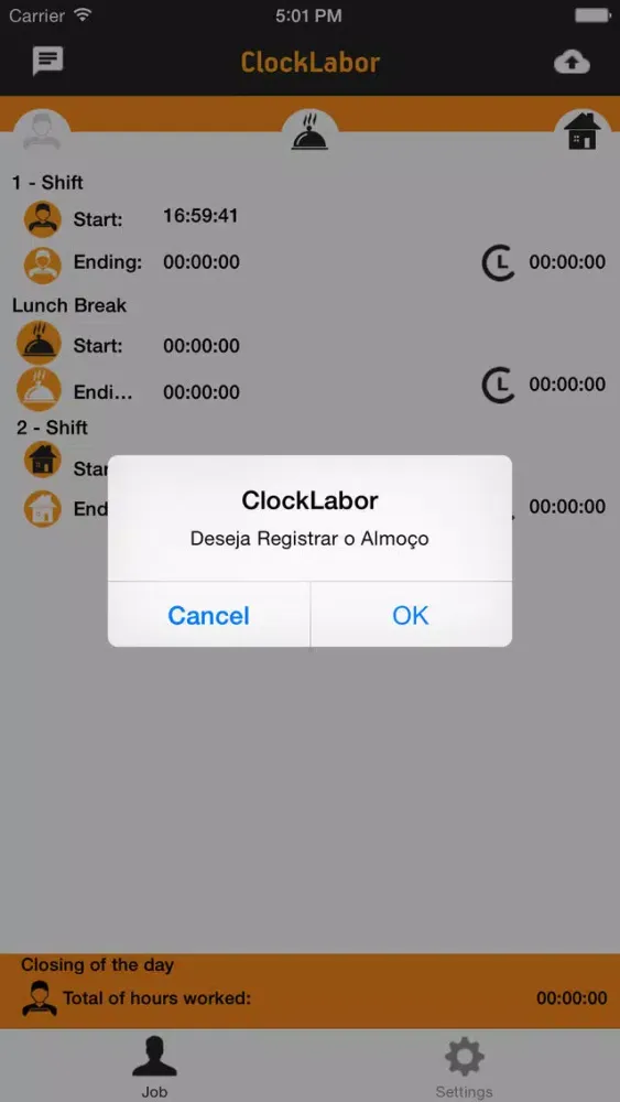 Capturas de tela do ClockLabor