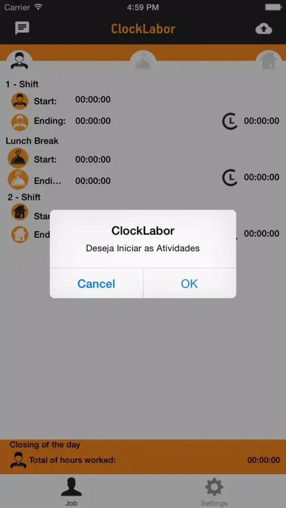 Capturas de tela do ClockLabor