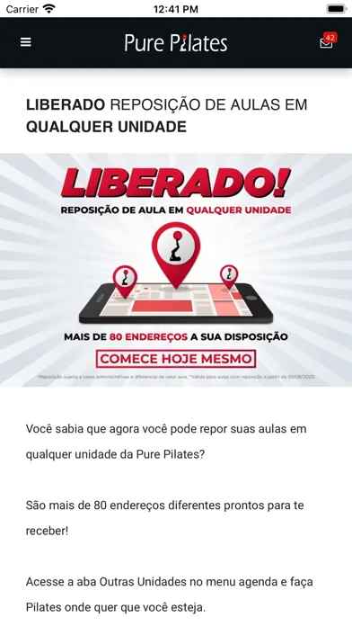 Capturas de tela do Pure Pilates