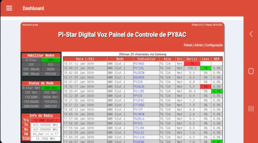 PiStar Dashboard應用截圖