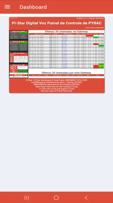 PiStar Dashboard應用截圖