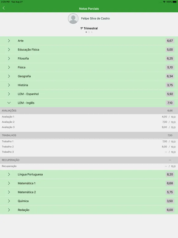ภาพหน้าจอของ Escola Internacional Mobile iPad 