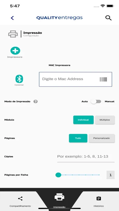 Capturas de tela do Quality Entregas - Operacional