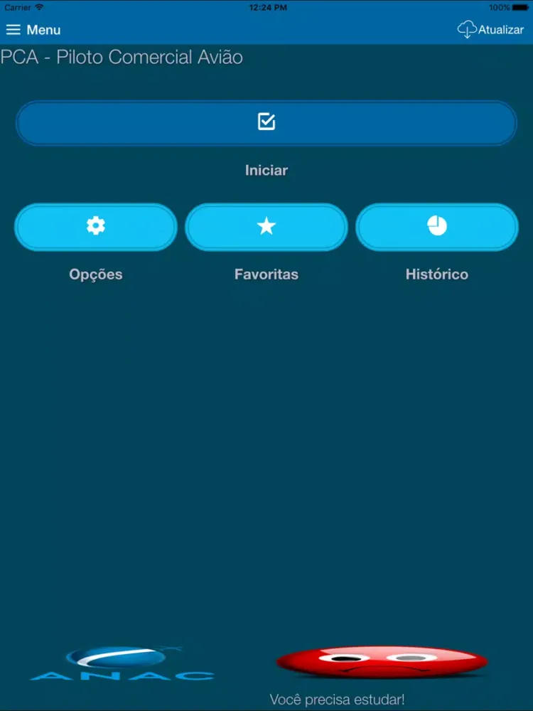 Tangkapan layar PCA - Banca da ANAC - Simulados iPad 