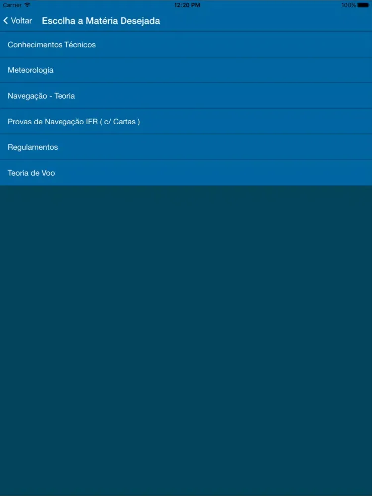 Tangkapan layar PCA - Banca da ANAC - Simulados iPad 
