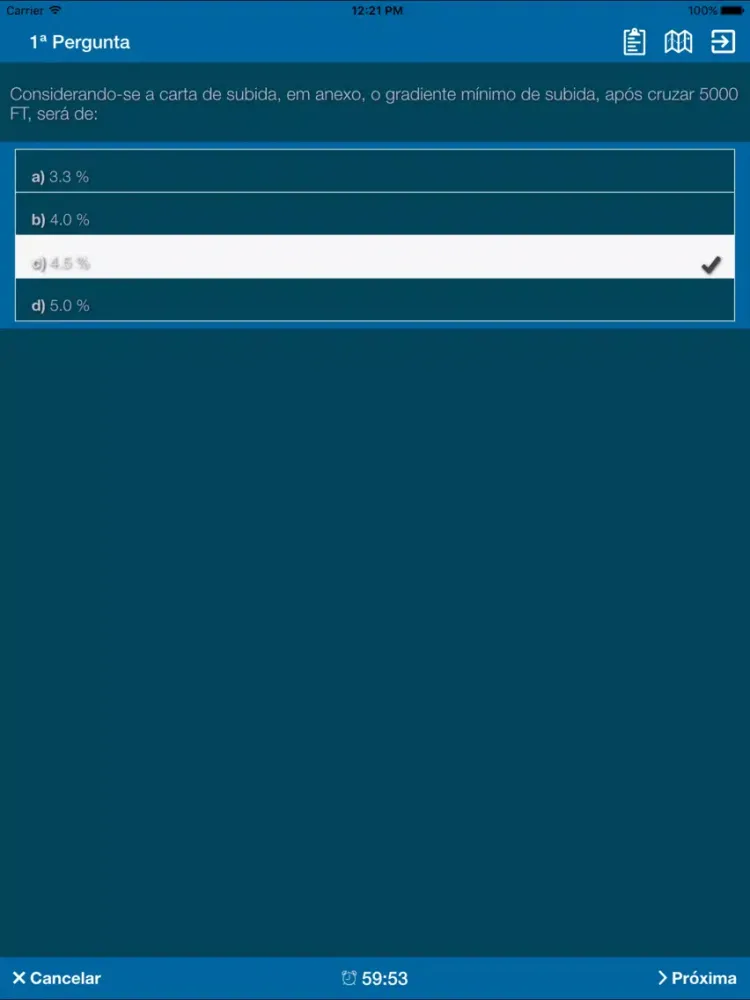 Tangkapan layar PCA - Banca da ANAC - Simulados iPad 
