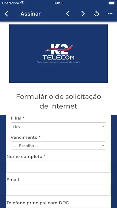 Ảnh chụp màn hình của K2 Telecom
