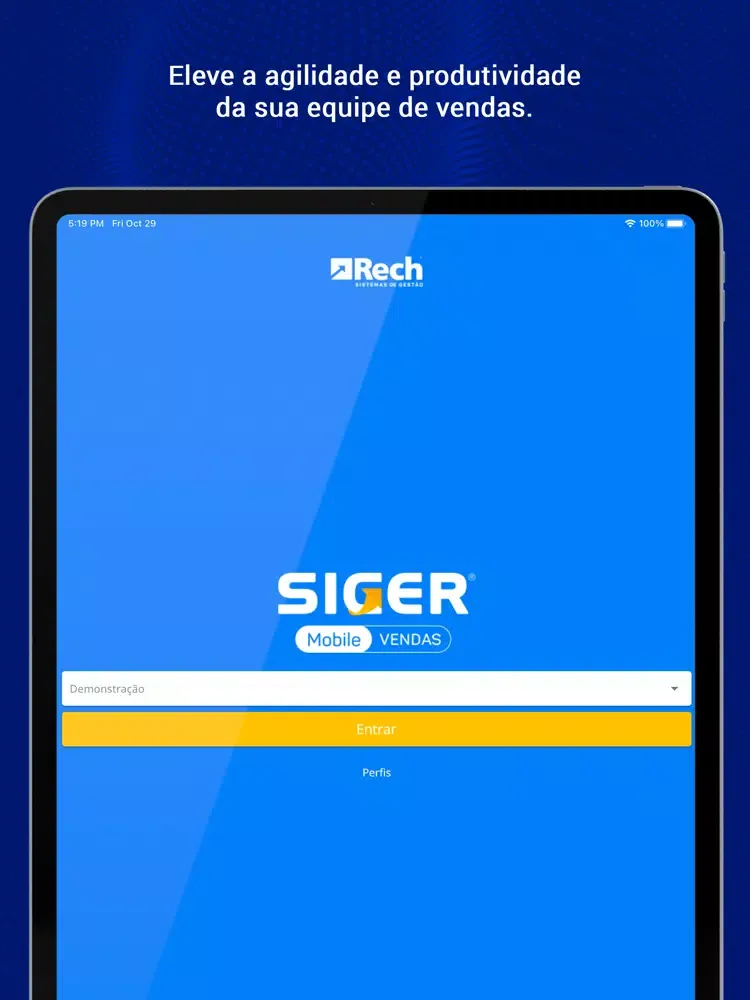 Ảnh chụp màn hình của SIGER Mobile Vendas iPad 