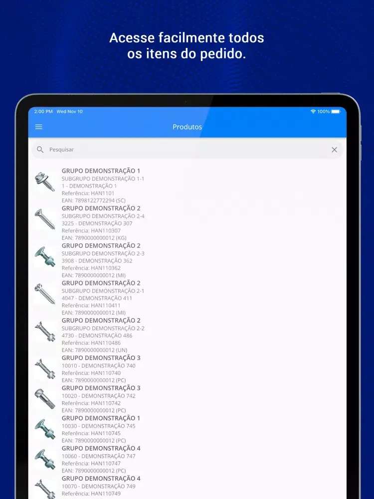 Ảnh chụp màn hình của SIGER Mobile Vendas iPad 