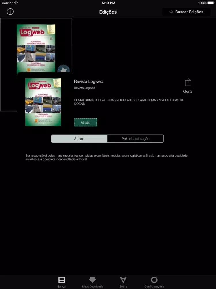 Tangkapan skrin Revista Logweb iPad 