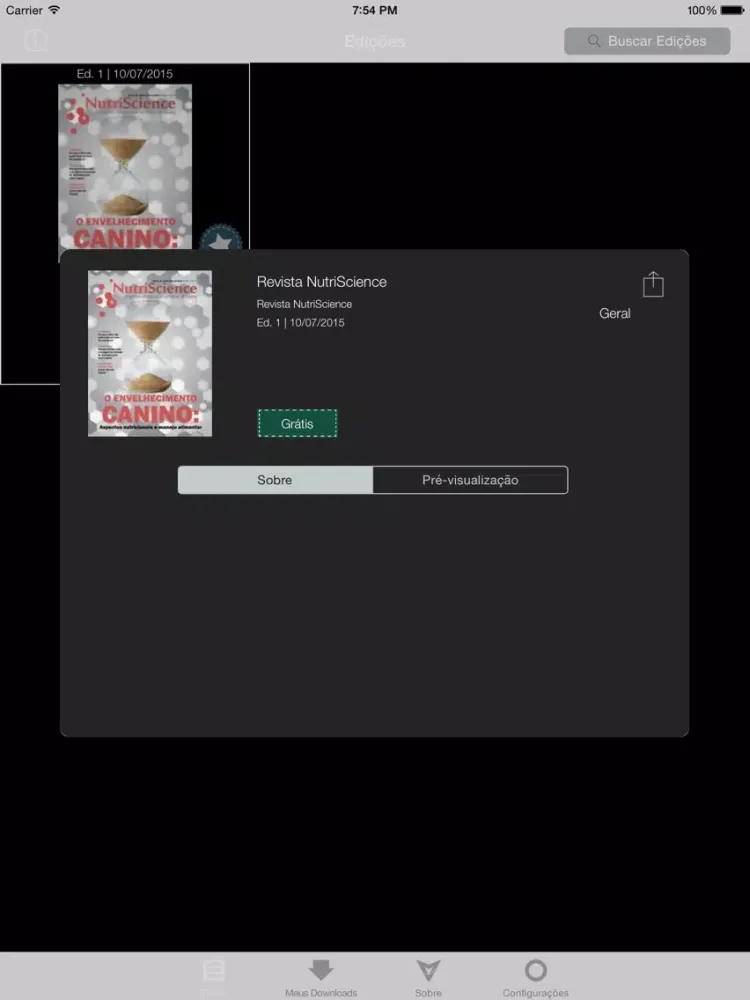 Tangkapan layar Revista NutriScience iPad 