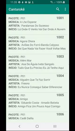 Captures d'écran de Cantaroke - Lista de Músicas K